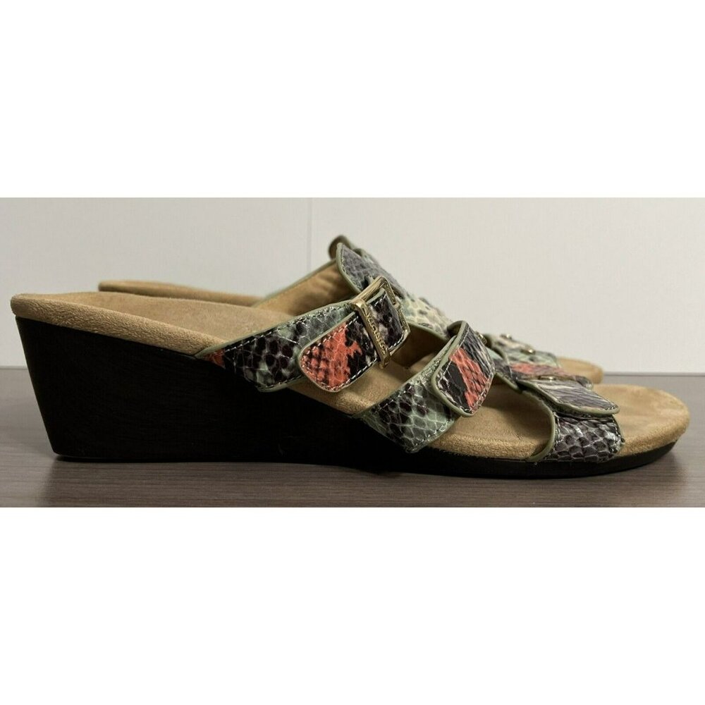 Vionic Women's Sandals Size 8 Radia Snake Print Comfort Wedge Slip On Adjustable - Picture 3 of 9